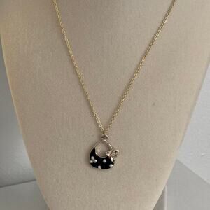 Black moon necklace with white